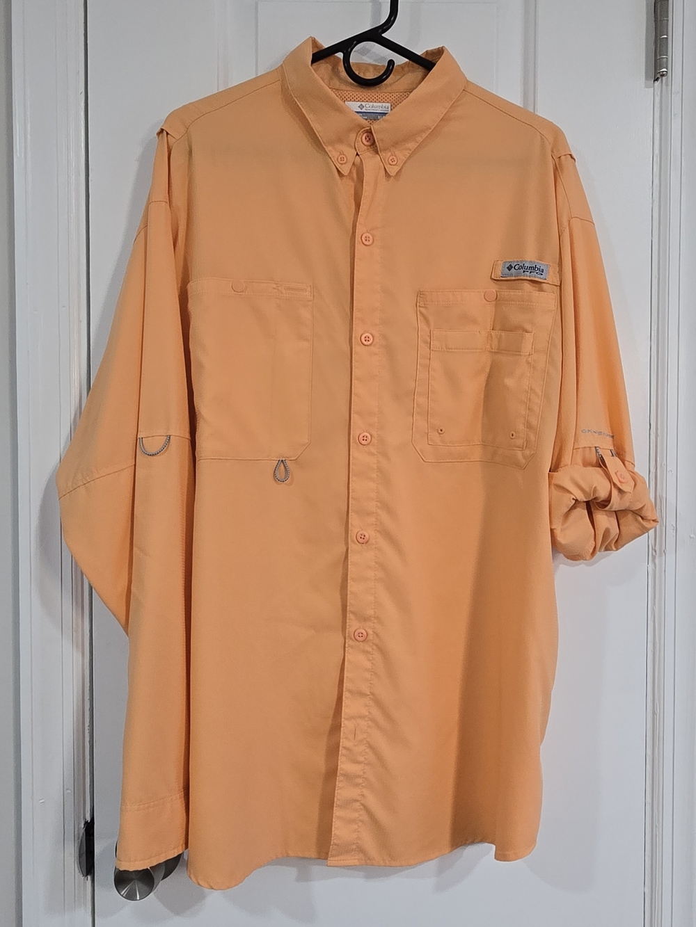 Columbia Orange XL PFG Tamiami II Long Sleeve Fishing Shirt UPF 40